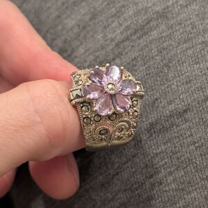 Vintage Amethyst and Marcasite Sterling Silver Ring